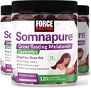 Force Faktor Somnapure Gummies s melatonin pro dospělé, Non- Habit- Forming Sleep Aid Supplement pro hluboký spánek, zůstat v spánku déle, Probuďte se uvolněný, Dream Berry Flavor, 360 Gummies (balení po 3)
