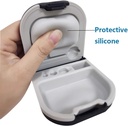 Pouzdro pro naslouchací pomůcky se zásobníkem baterií Hard Small 0,59 "* 2.44" * 1.57 ", Silicone Cushion, pro ITE, BTE Sluchací pomůcky (Black)