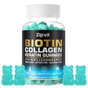 Biotin Kolagen Gummies - Vlasové kůže a nehty Vitamíny pro ženy a muže - Růst vlasů Vitamíny: B1, B2, B3, B6, B7, Kolagen, Keratin, Vitamin A & D - Příplatek k růstu vlasů - 60 Gummy Medvědy