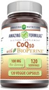 Amazing Applicas CoQ10 s BioPerine 100 Mg Capsule 124; Vegetarian Capsule Supplement Appendix 124; Non- GMO Creditor 124; Gluten- Free Capsule 124; Made in USA (1 balení 124; 120 Počet)