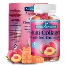 Multi kolagen Peptides Gummies, Sugar Free Hydrolyzed 5000mg protein typu I, II, III, V, X s Biotin Hyaluronic Acid Vitamin C A D B6 B12 L- Glutathione pro kůži vlasové nehty kloubní kosti - Peach Gummies