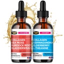 Kolagen Mojo Liquid Kolagen Peptidy s mořem Moss, Burdock Root & Bladderwrack + Liquid Kolagen Peptidy s Ashwagandha, Elderberry & L-Theanine