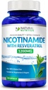 Generické přírodní vitamin Extra síla Nicotinamid s Resveratrol 1200mg (vitamin B-3) 120 Veggie Kapsle Gluten zdarma & Non- GMO
