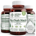 Natural Nutra No Flush Niacin, vitamin B3 dodatek, Pomáhá zlepšit kardiovaskulární zdraví, pomáhá zlepšit kožní texturu, podporuje lepší funkce mozku, pomáhá zvýšit energetickou úroveň 525 mg, 100 kapslí