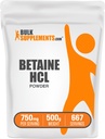 BulkSupplements.com Betaine HCl Powder - Betaine Hydrochloride Supplement, Digestive Support - Gluten Free, 750mg per Serving, 500g (1,1 lbs) (Balení po 1)