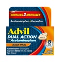 Advil Dual Action Back Pain Caplet Dodává 250mg Ibuprofen a 500mg Acetaminophen per Dose po dobu 8 hodin bolesti zad - 18 Počet