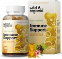 Gummie na podporu Wild & Organic Immunication Support - Elderberry 1000mg & Vitamin C 500mg - Doplněk na přírodní imunitní podporu - Veganské gumy na imunitu s vitaminem C D Zinek - 60 Počet