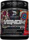 DRAGON PHARMA Venom Extreme Potency Pre- Workout, Laser Sharp Focus + Energy, Intenzivní výkon, Proven Ingredients for Enhanced Vasodilation & Endurance (40 Služeb, Mangonada)