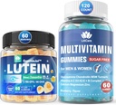 Sugar Free Lutein 20mg Zeaxanthin Eye Vitamins plněné žvýkačky s EPA 190mg & DHA 80mg + Multivitamin s Glucosamine Chondroitin MSM pro imunitní podporu, muži a ženy - (balení po 2)