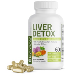 Bronson Játra Detox Advanced Detox & Cleansing Formule Podporuje zdraví funkce jater s mléčným thistle, Tampóny extrakt, kurkuma, Artichoque Leaf & More, Non- GMO, 60 Vegetariánské kapsle
