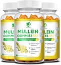 (3 Pack) 9 v 1 Mullein Gummies for Lung Cleanse & Detox, Extra Strength Mullein Leaf Extract w / Quercetin, Bromelain, Elderberry & Marshmallow for Respirační, imunitní a stravovací, Vegan, 180 Počet