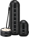 Zannaki Upgrade Velký Metal Travel Pill Organizátor, Vodotěsný Týdenní Pill Box, Přenosný hliníkový Alloy Pill Pouzdro Kontejner, BPA Volný 7 Day Denní medicína Organizátor Držák pro vitamín, pilulky, dodatek