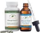 Přírodní Homeopatické Mucus- Clear pro Phlegm a Congestion a bylinné doplňky AlergiClear-S pro respirační zdraví a funkci