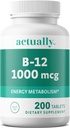 Vitamin B12 1000mcg Tablety 200ct Energetický metabolismus pro dospělé, 200Day Supply, 200 Počet