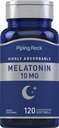 Piping Rock Melatonin 10mg color124; 120 Softgel Kapsle 124; Rychlé uvolnění doplněk color124; Vysoce absorbovatelné color124; Non- GMO, gluten zdarma