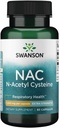 Swanson NAC N- Acetyl Cystein - Antioxidant Anti- Aging Respirační Podpora jater - Amino Acid dodatek 1000 mg 60 Kapsle