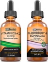 SBR Nutrition D3 + K2 and Elderberry Bundle Vitamín D3K2 (MK7) Liquid Drops, Peppermint, 1oz Gluten Free