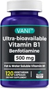 2 v 1 Vylepšený vzorec: Vitamin B1 s Benfotiamin 500mg, Tuk Rozpustný doplněk vitaminu B-1, 500 mg - 120 Kapsle (1)
