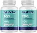 BESTVITE PQQ 20mg (Pyrrolochinolin Quinone) (240 Vegetariánských kapslí) (120 x 2) - No Stearates - Vegan - Non GMO - gluten bez