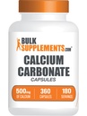 BulkSupplements.com Karbonát vápenatý Kapsle - Karbonát vápenatý dodatek, uhličitan vápenatý 500 mg - dodatek vápenatý, gluten zdarma, 2 Kapsle per Serving, 360 Kapsle (Balení po 1)