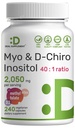 Myo- Inositol & D- Chiro Inositol Dodatek pro ženy (40: 1) 124; 2,050mg Per Serving CLAS124; 240 Veggie Kapsle 124; s folátem, vitamin D3 & Vitex CLAS124; Hormonální bilance & Cycle Support CLAS124; Non- GMO