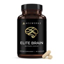 Elite Brain - Nootropní doplněk pro zaměření, Paměť a duševní jasnost - ALCAR, Lions Mane, ALA, L-Theanine, vitamin B Complex - Přírodní energie, Caffeine- Free (60 Kapsle)