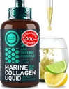 Liquid Marine Kolagen Peptidy doplňky - 1,000mg Hydrolyzované Kolagen Marine s kyselinou hyaluronovou 10mg - Vlasové kůže a nehty Vitamíny - Přírodní Lemon Flavor, Liquid 2oz