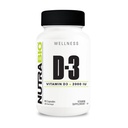 NutraBio Vitamin D (2000 IU), Imunitní podpora - 90 Zeleninové kapsle
