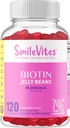 Heartland Pharma Biotin 10 000 MGC Jelly Fazole 124; Vlasy, kůže a nehty podpora 124; Vegan, gluten- Free, Non-GMO & Kosher Friendly Fazole 124; Jahodové Flavor 124; 120 Počet