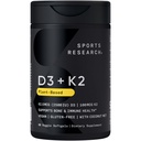 Sports Research ® Vitamin D3 + K2 w / Kokosový olej - Vegan Vitamin D 2500iu (62.5mcg) & Mk7 Vitamin K 100mcg pro podporu kostí a imunity - Vegan Certified · Non- GMO · Soy Free - 60 Softgels