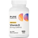 Purexas Vitamin D3 1 000 IU 25 mcg - Premium vitamin D dodatek pro zdravou tvorbu kostí, zuby, kardiovaskulární zdraví, a imunitní podpora Non- GMO - 100 Počet tablet