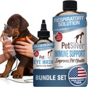 PetSilver - Imunitní podpora (16 fl oz) a Oční myčka (4 fl oz) s patentovanou chelatovanou stříbrnou - Alergie, Sinus & Kašel Léčba - Oční čistič & Tear Stain Remover pro kočky a psy - Vyrobeno v USA