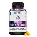 ZHOU Black Seed Oil Kapsle - Black Cumin Seed Oil Cold Pressed, Nigella Sativa, Čisté nerafinované Blackseed, Premium dodatek pro zdraví, vlasy & kůže w / Thymoquinon - 60 Kapsle (Balení po 1)