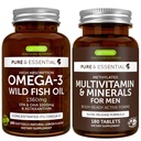 High Absorption Omega-3 Wild Fish Oil + Methyled Men 's Multivitamin Bundle, 1000mg EPA & DHA 180 Softgels + Setrvalá verze Multivitamin 180 Tablety, Igennus