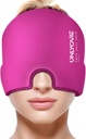 ONLYCARE Migréna Relief Cap, Upgraded Odorless Migréna Ledová hlava Wrap, Bolest hlavy Relief klobouk pro Migréna, Horká růžová