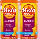 Metamucil, Denní Psylium Husk Powder Supplement, Sugar- Free Powder, 4- in-1 Vlákna pro stravovací zdraví, Oranžový ochucený nápoj, 114 čajové lžičky, 1.4 Pound (Balení po 2)