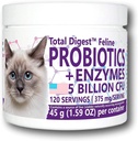Total Digest ™ Feline Probiotika a enzymy, All- Natural Digestive System Dieth Supplement Formule pro kočky (120 Servings)