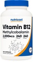 Nutricost vitamin B12 (methylkobalamin) 2000mcg, 240 Kapsle - Vegetariánské Caps, Non- GMO, gluten zdarma B12 dodatek