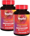 MegaRed 350mg Omega 3 dodatek s EPA / DHA, Astaxanthin & Fosfolipidy, No Fish Oil Aftertache podporuje srdce, mozek, kloub a oční zdraví, 120 Počítání Softgels (2 Pack)