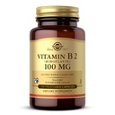 Solgar Vitamin B2 (Riboflavin) 100mg, 100 Zeleninové kapsle - Energetický metabolismus, Zdravý nervový systém - Non- GMO, Vegan, Gluten Free, Dairy Free, Kosher - 100 Služeb