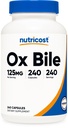 Nutricost Ox Bile Kapsle 125mg, 240 Kapsle - Non- GMO