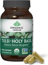 ORGANIC INDIA Tulsi Saint Basil Kapsle - Svatý Basil Extract - Holy Basil Leaf Dodatek, Bylinný dodatek, Imunitní podpora, Stress Relief, Vegan, gluten- Free, Kosher, Organic, Non- GMO - 60 Kapsle