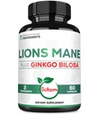 Lví hříva s Ginkgo Biloba dodatek - 60 Kapsle - Extra síla pro restful Mind, Brain Health, imunitní systém & Focus - Gluten- Free, Non- GMO