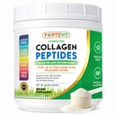 FORTEVIT Collagen Peptides Powder for Women & Men - Hydrolyzované typu I & III - Povzbuzuje elasticitu kůže, sílu vlasů a nehtů, Společná podpora - Neochucená, Tráva Fed, Non GMO, Keto & Paleo - 16 oz Jar