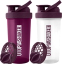 Utopia Home Protein Shaker Lahvička - (Balení 2) 28- Ounce Shaker Lahvičky pro proteinové směsi - Fitness Sports Classic Protein Mixer Shaker Lahvička (Plum & Clear / Plum)