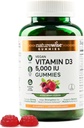 NatureWise Vitamin D3 5000 IU Gummies - Mixed Berry Flavor - Vegan D from Lichen, Pectin based, Imunitní podpora pro dospělé, Svalová a kostní síla - Gluten Free, Non- GMO - 90 Počet [45- Day Supply]