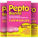 Pepto Bismol Žvýkací tablety pro nauseu, Heartburn, Požití při požití, Upset Stomach, a Průjem Relief, Original Flavor, 90 Celkem (3 balení po 30)