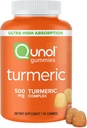 Qunol Turmeric Gummies, Gummy s 500mg Kurkumin, Společná podpora dodatek, Ultra vysoká absorpce Tumerický Curcumin, Vegan, Gluten Free, 90 Počet
