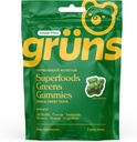 Gruns Sugar Free Super Green Gummy Bears - Organic Spirulina and Chlorella, Prebiotika pro stravovací zdraví, 20 + Vitamíny a minerály, Adaptogeny - 3 sáčky - 24 Gumy