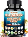 Sea Moss 350mg Black Seed Oil 200mg Ashwagandha 100mg Turmeric 100mg Bladderwrack 100mg Burdock 100mg, All- in-1 Moss Capsules- 60 Počet